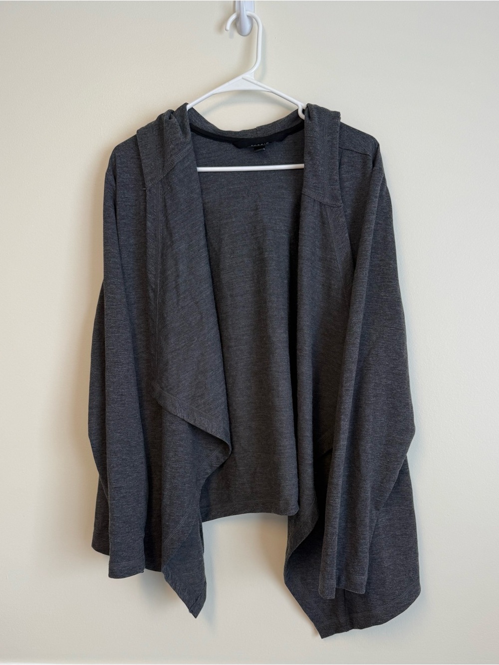 torrid Dark Gray Open-Front Hooded Draped Cardigan